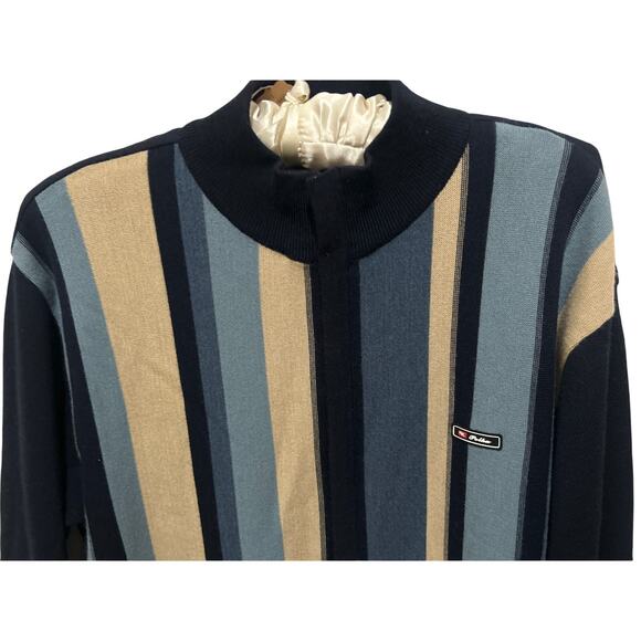 Men’s Polka Original Classic  Rockabilly Cardigan , Sz M, Navy Tan & Blue Zip up - Picture 4 of 9